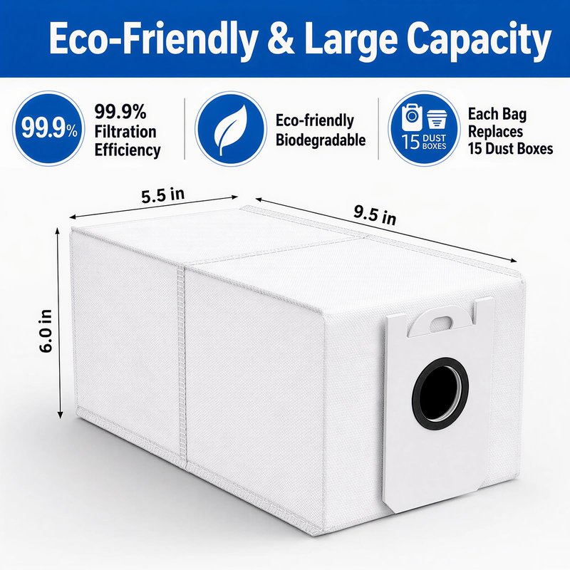 10 Pack 4.6 Liter Disposable Dust Bag Compatible with bObsweep Dustin & Orb-i Self-Emptying Robot Vacuum Replacement Parts Accessories, 10 Vacuum Bags