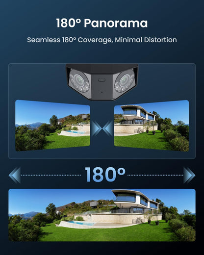 REOLINK 16MP WiFi Security Camera Outdoor, 180° Ultra-Wide Angle, Duo 3 WiFi, 2.4/5GHz Wi-Fi 6, Smart Detection, Color Night Vision, Two-Way Talk, IP67, Up to 512GB Storage, Plug-in Power (12V/2A)