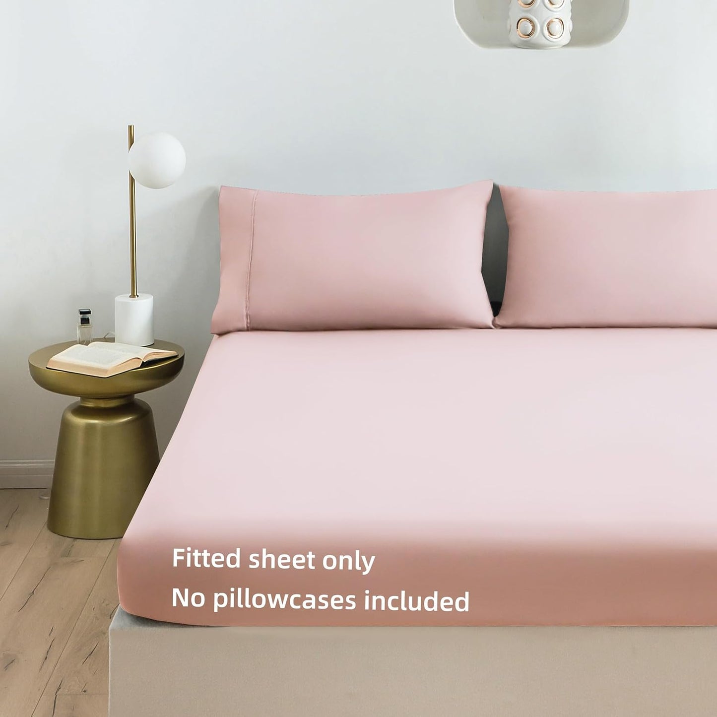 Mohap Twin Fitted Bottom Sheet, Deep Pocket, No Pilling, Double Brushed Microfiber, Pink
