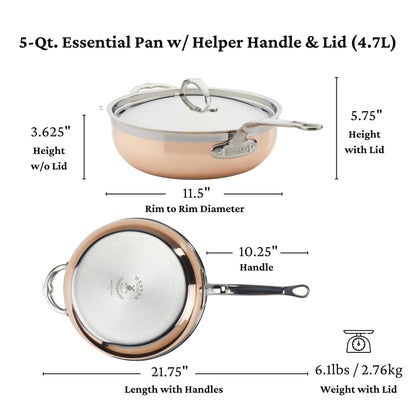 Hestan - CopperBond Collection - 100% Pure Copper Essential Pan, Induction Cooktop Compatible, 5 Quart