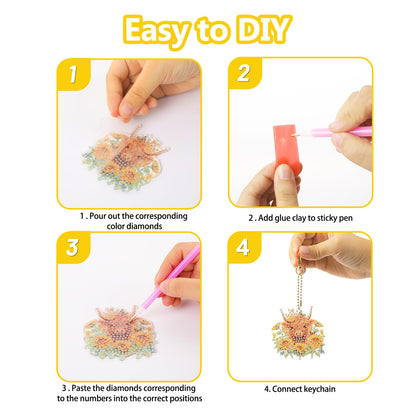 Highland Cow Diamond Painting Keychains - 12PCS 5D Diamond Art Painting Keychains Kits Cow Diamond Painting Art Acrylic Hanging Pendant DIY Diamond by Numbers Keychain DIY Crafts Kits for Teen Adults