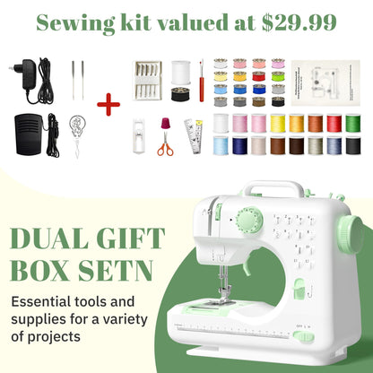 Verdanika Beginner Sewing Machine, 12 Built-in Stitches with Foot Pedal, 2-Speed Control, Portable Mini Sewing Machine for Home Travel Use & Sewing Enthusiasts (green)