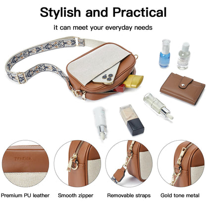 Telena Small Crossbody Bags For Women Vegan Leather Crossbody Purse With Adjustable Wide Strap For Daily Life