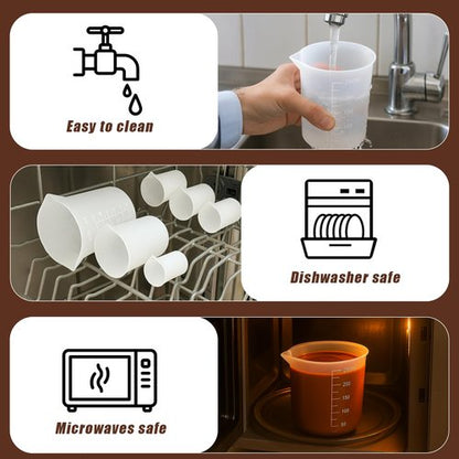 Juome 6PCS Silicone Measuring Cups for Melting Chocolate - Silicone Chocolate Melting Cup Set with 100/250/350ml Capacity, Dishwasher Safe, Baking Supplies Accessories for DIY Chocolate Molds