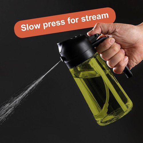 CXINYI - 16oz Olive Oil Dispenser with Stickers | 2-in-1 Sprayer for Cooking & Salad - Black