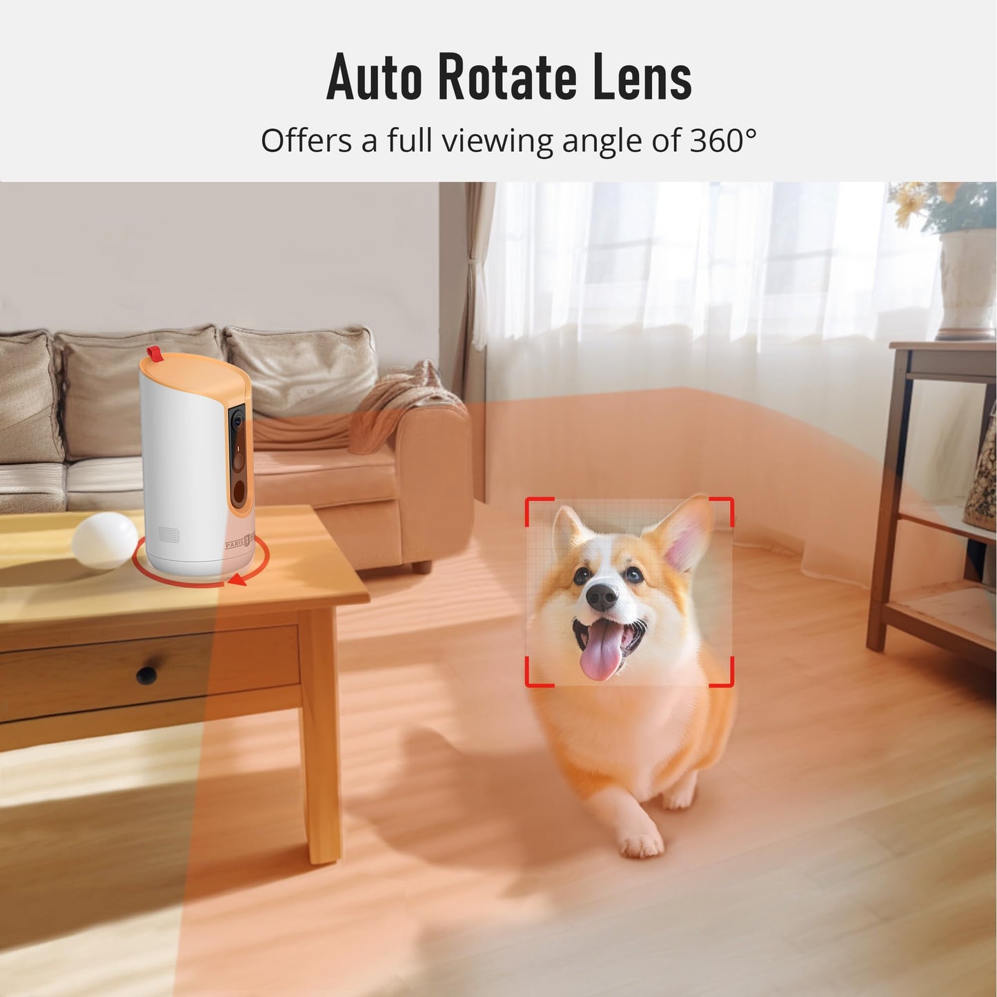 PARIS RHÔNE 2K Pet Camera, 360°View Dog Camera Treat Dispenser, 5G WiFi Pets Monitoring with Phone APP, Two-Way Audio, Infrared Night Vision, Barking Detection and Motion Alerts, Works with Alexa