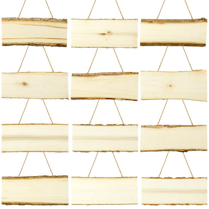 Novabright 12 Pack Blank Wooden Signs Wood Planks 4 x 10 x 0.42 Inch Rectangle Plaque for Crafts Burning Carving