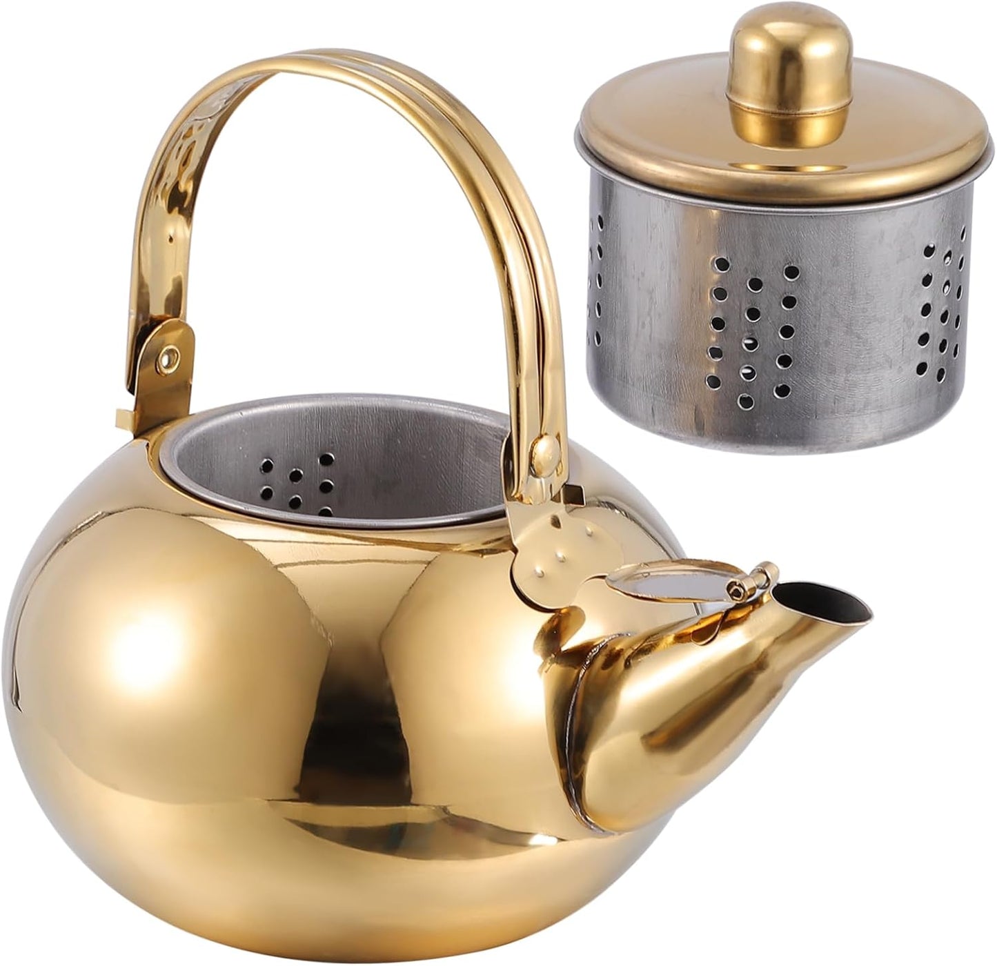 1pc Classic Whistling Teakettle, Stainless Steel Stove Top Kettle with Strainer for Water and Coffee