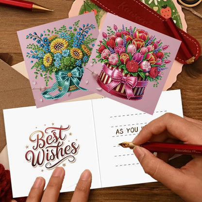 JBTM24 12 Packs Diamond Art Cards Kit, Diamond Painting Greeting Cards with Envelopes, DIY Card Making Kits for Adults, Gifts for Families, Friends, Partners (Bouquet)