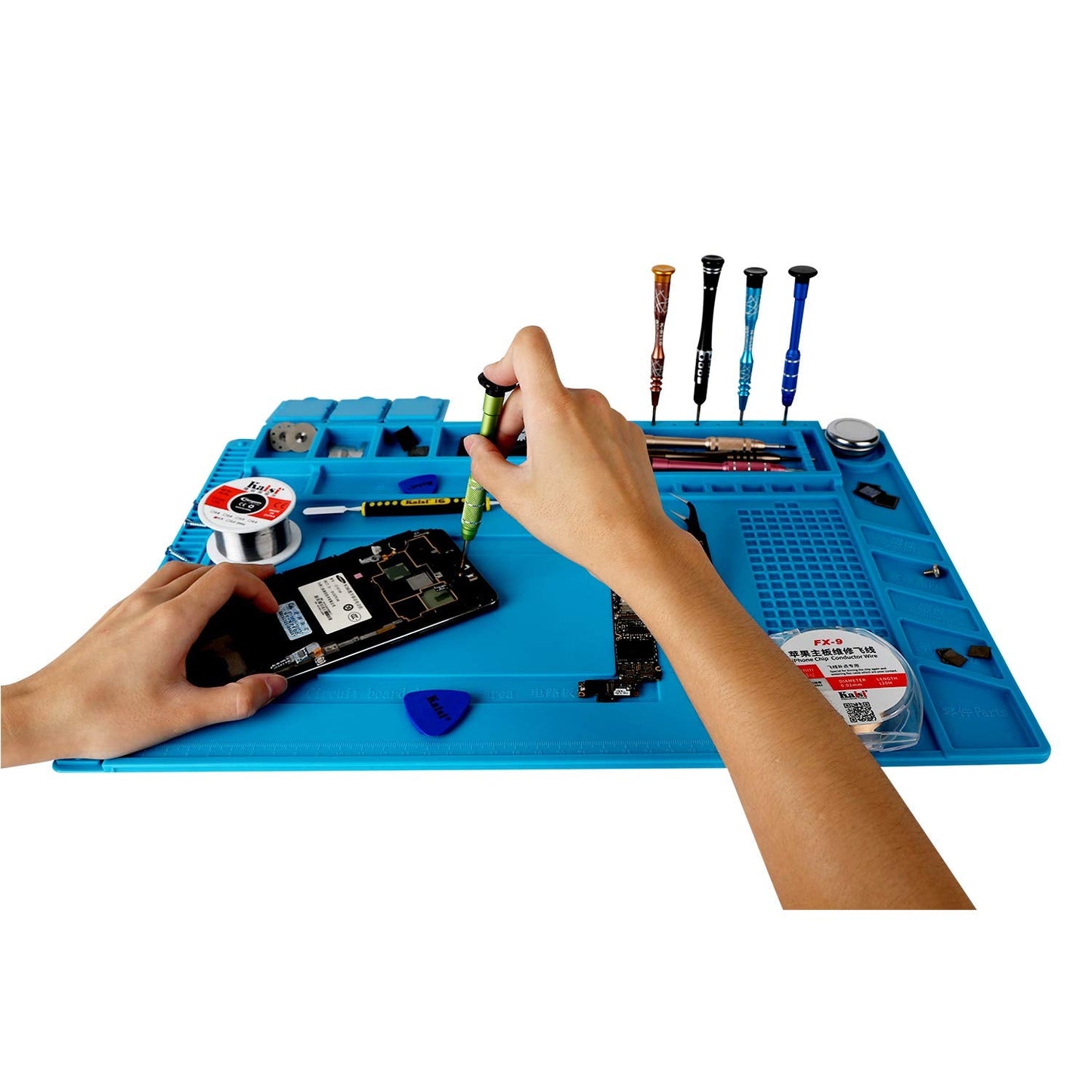 Kaisi S-160 Soldering Mat Insulation Silicone Magnetic Repair Work Station Mat Heat-Resistant for BGA and Gun Soldering Iron, Workbench, Cell Phone Laptop Repair, Size: 17.8 x 11.8 inch