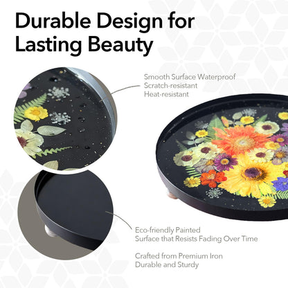 Auraeve All-in-One Craft Resin Kit for Adult - Create Your Own Real Flower Tray, Gift for Crafter Women, Beginner Friendly, Use as Vanity, Perfume, Trinket Organizer, 11.8" (Black-Pro)