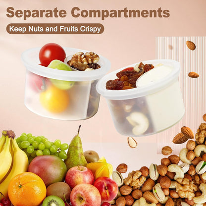 16oz 4 Pack Overnight Oats Jars, Yogurt Containers with Lids and Folding Spoons, Leak-Proof Wide Mouth Mason Jars