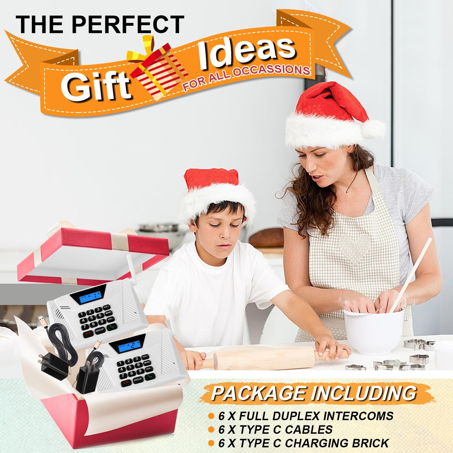 Intercoms Wireless for Home Upgraded, Hands Free Intercom 5300ft, Real-Time Two Way Intercoms for Home with Group Call, Full Duplex Wireless Intercom System for Business Office(4 Pack)