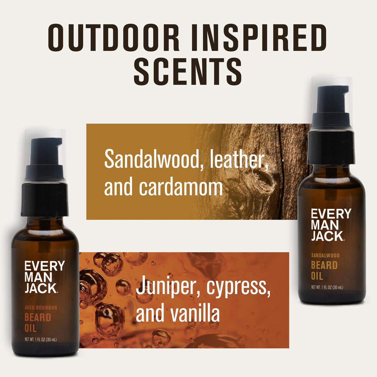 Every Man Jack Men's Beard Oil - Aged Bourbon Fragrance - Deeply Moisturizes and Softens Your Beard and Adds a Natural Shine - Naturally Derived with Shea Butter and Argan Oil - 1 fl oz