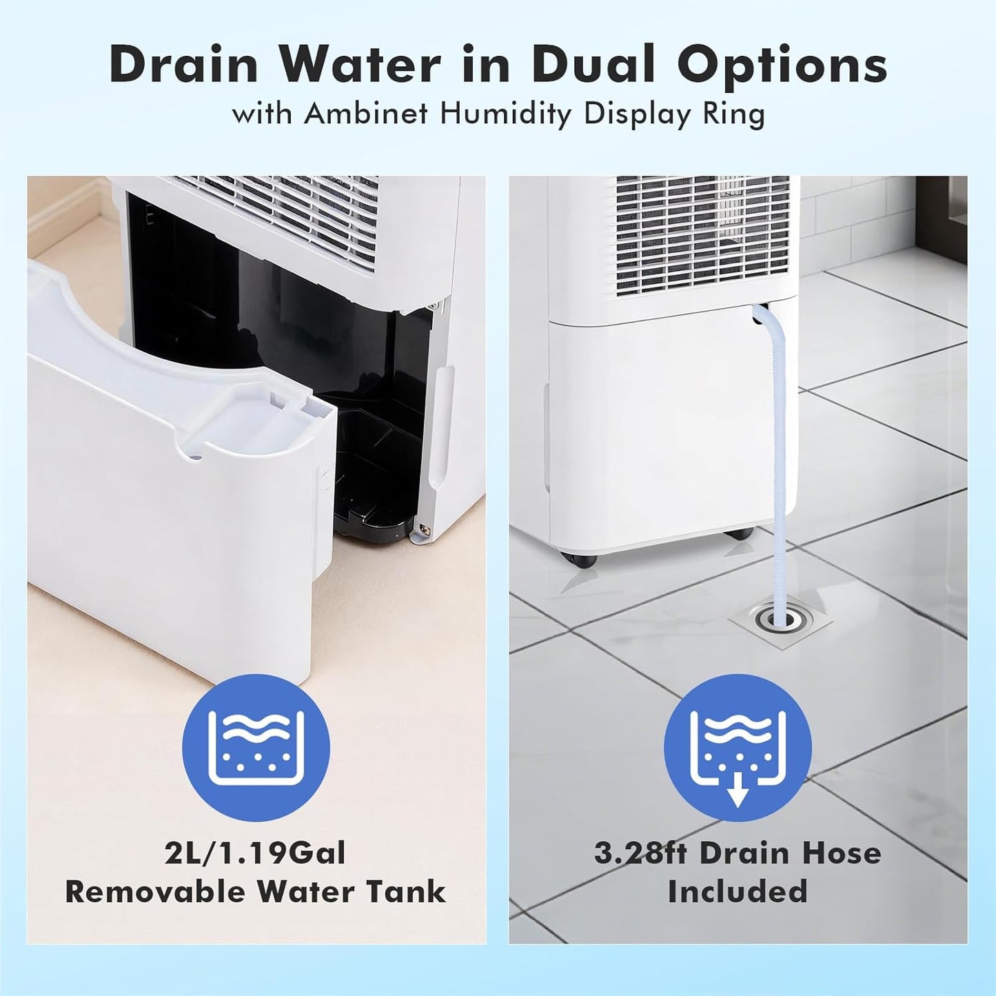 NEWBULIG 30-Pint Dehumidifier - Quiet 38dB Operation | Smart Humidity Control for Home & Basement