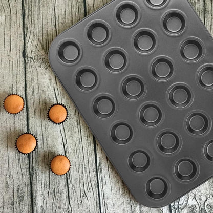 Muffin Pans, 24 Cups Nonstick Steel Cupcake Pan, Black Bakeware for Mini Muffin Tins and Baking
