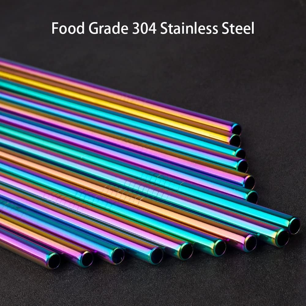[30 PCS] Value Pack Metallic Reusable Stainless Steel Straws, Tomorotec Home Metal Straw Sets with Brushes