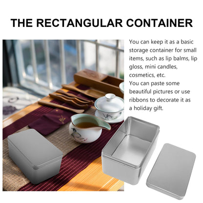 NUOBESTY Rectangular Tinplate Tea Leaf Storage Box 5.23X3.34X2.51In Mini Portable Metal Container with Lid for Home Organization Candies and Small Items