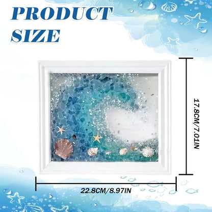 CIYOJA DIY Mosaic Kit for Adults – Complete Glass Mosaic Craft Kit with Sea Glass, Resin, Frame – Easy Resin & Stained Art Starter Set for Beginners & Adult Creative Projects (Wave Design)