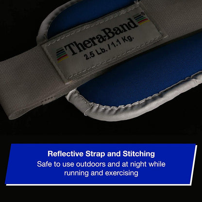 THERABAND Ankle Weights, Comfort Fit Wrist & Ankle Cuff Weight Set, Adjustable Walking Weights for Cardio, Home Workout, Ankle Strengthening & Physical Therapy, Blue, 2.5 lb. Each, Set of 2, 5 Pounds
