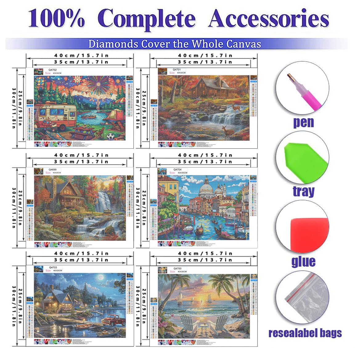 DOTSOPS Diamond Painting Kits Art Adults Painting Kit Crafts DIY 5D Diamond Art Packs Kits Full for Adults Beginner Home Wall Decoration Gift 11.8x15.7 Inches (6 Pack Landscape City)