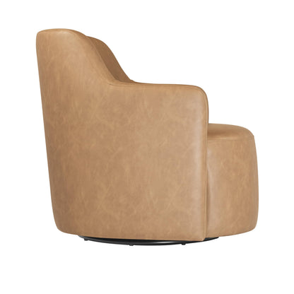 Spatial Order Upholstered 360° Barrel Back Swivel Chair | Accent Chairs for Living Room & Bedroom | Decorative Home Furniture, Sand Faux Leather