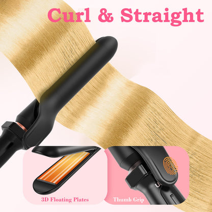 Birthday Gifts for Women, Ufree 5 in 1 Curling Iron with Interchangeable Ceramic Barrels (0.35"-1.25"), Curling Wand Set with Flat Iron Hair Straightener, Instant Heat Up, Dual Voltage Hair Curler