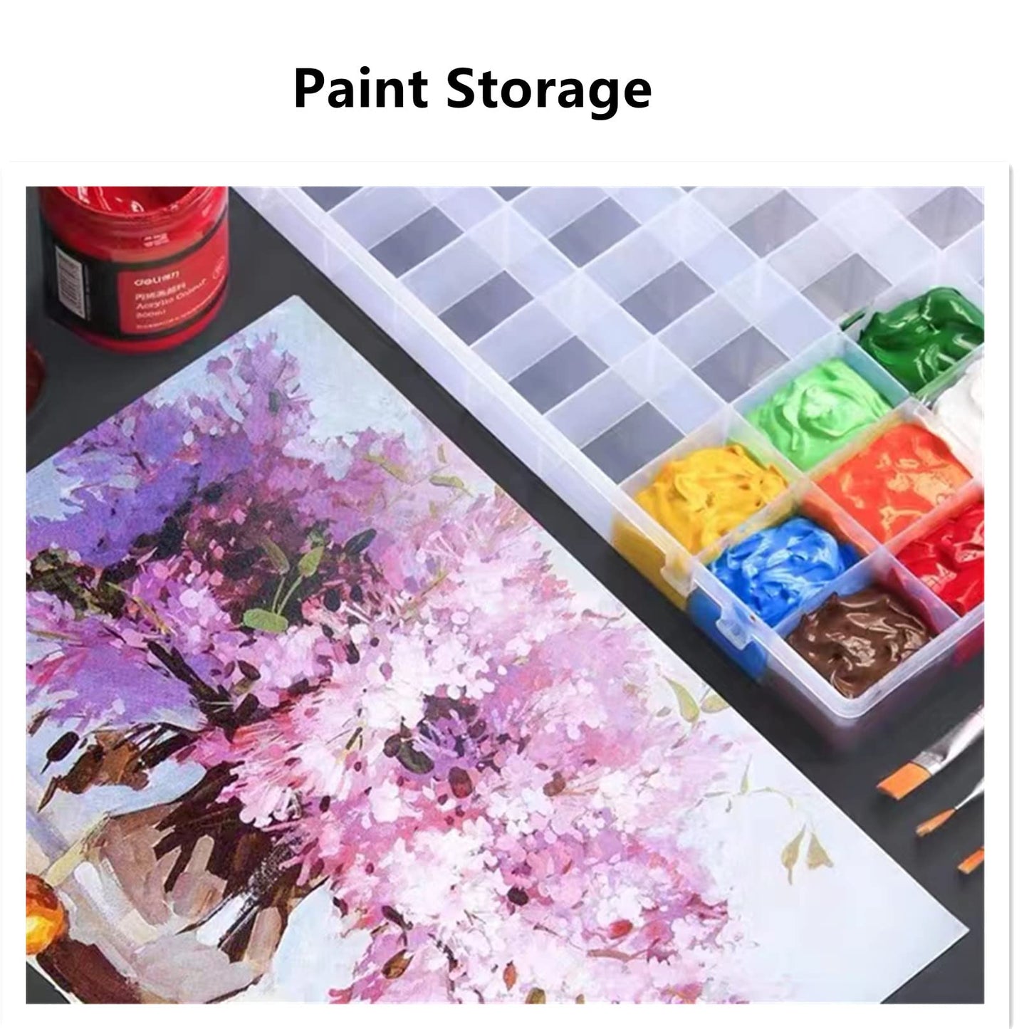 Feadily 1PCS 36 Grids Large Plastic Organizer Box with Dividers, Compartment Organizer Box for Nail Accessories/Screw/Sewing Arts and Oil Paint, Bead Storage Containers 14.9" x 9.2" x 1.9" (Clear)