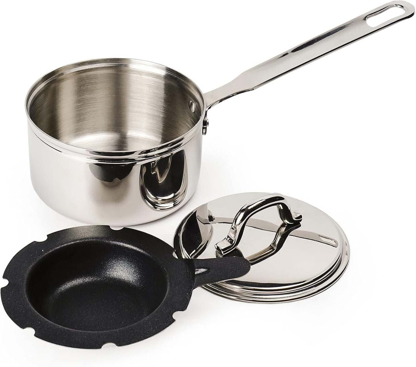 RSVP International Endurance Single Egg Poacher Set - Perfectly Poached Eggs with Stainless Steel Pan, Dishwasher Safe