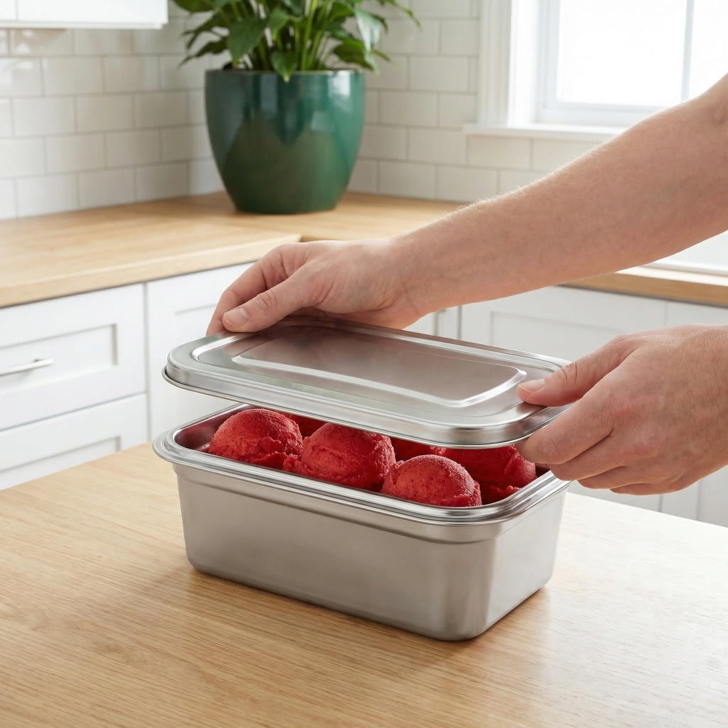 MAGICLULU 2Pcs Stainless Steel Ice Cream Containers, 40 oz Small Homemade Ice Cream Tubs Freezer Storage with Lids, Reusable Sorbet & Gelato Keeper for Kitchen Use and Dessert Food Preservation