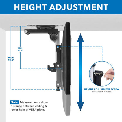 Mount-It! Folding Ceiling TV Mount | Flip Down and Under Cabinet TV Bracket for Compact Screens 13-27 Inch | Space-Saving Tilt and Swivel Design | Adjustable Height | VESA 75x75, 100x100 | Max 44 lbs