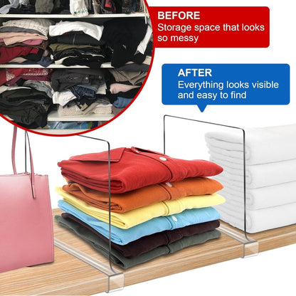 12 Inches Closet 6 Pack Closet [Extra Tall Version] Clear Shelf Dividers for Organization and Storage, Purse Organizer