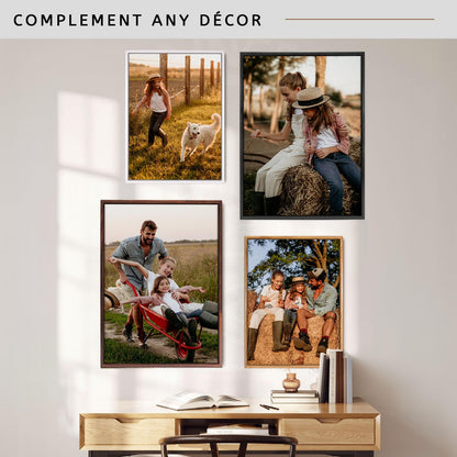 8x8 Canvas Floater Frame, Fits 1" to 1.25" Deep Gallery-Wrapped Canvas, Wood-Grain PS Floating Picture Frame for Paintings and Prints, Hanging Hardware Included, Light Oak