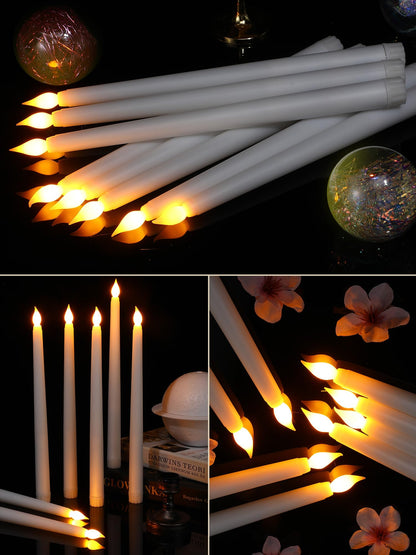 Treela 36 Pieces Flameless Taper Candles Flickering Faux LED Battery Operated Electric Fake Candles for Christmas Halloween Birthday Wedding Party(White,0.8x11 Inches,Smooth)