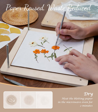 Wakhow Flower Press Kit – 11" x 11" Large Wooden Flower Presser for Adults & Teens | DIY Bouquet Preservation & Dried Flower Art | Ideal Gift for Nature & Craft Lovers
