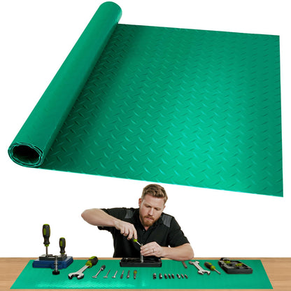 ARQRHTLY Workbench Mat, Green 23.62" x 47.24" PVC Work Bench Mat with Non-Slip Texture, 2 mm Thick Scratch & Stain Resistant Surface for Painting, Woodworking, Crafting, Projects and Tool Protection