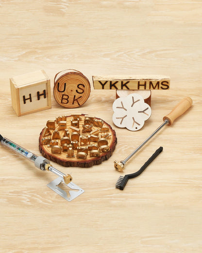 AIMOADO 1" 26Pcs Wood Burning Letter Kit, 100W Electric Branding Iron for Wood Working Leather Hats BBQ Bread, Branding Letters Gift for Christmas Wedding Birthday, with Wooden Box and Handle