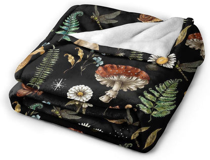 320gsm Cozy (80"x60") Mushrooms Throw Blanket, Fluffy Soft Warm Plush Lightweight Decorative Blanket Gifts for Women