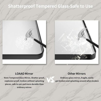 LOAAO Black Metal Framed Bathroom Mirror - 30x36 Inch Matte Black Vanity Mirror | Anti-Rust, Tempered Glass, Versatile Hanging Options