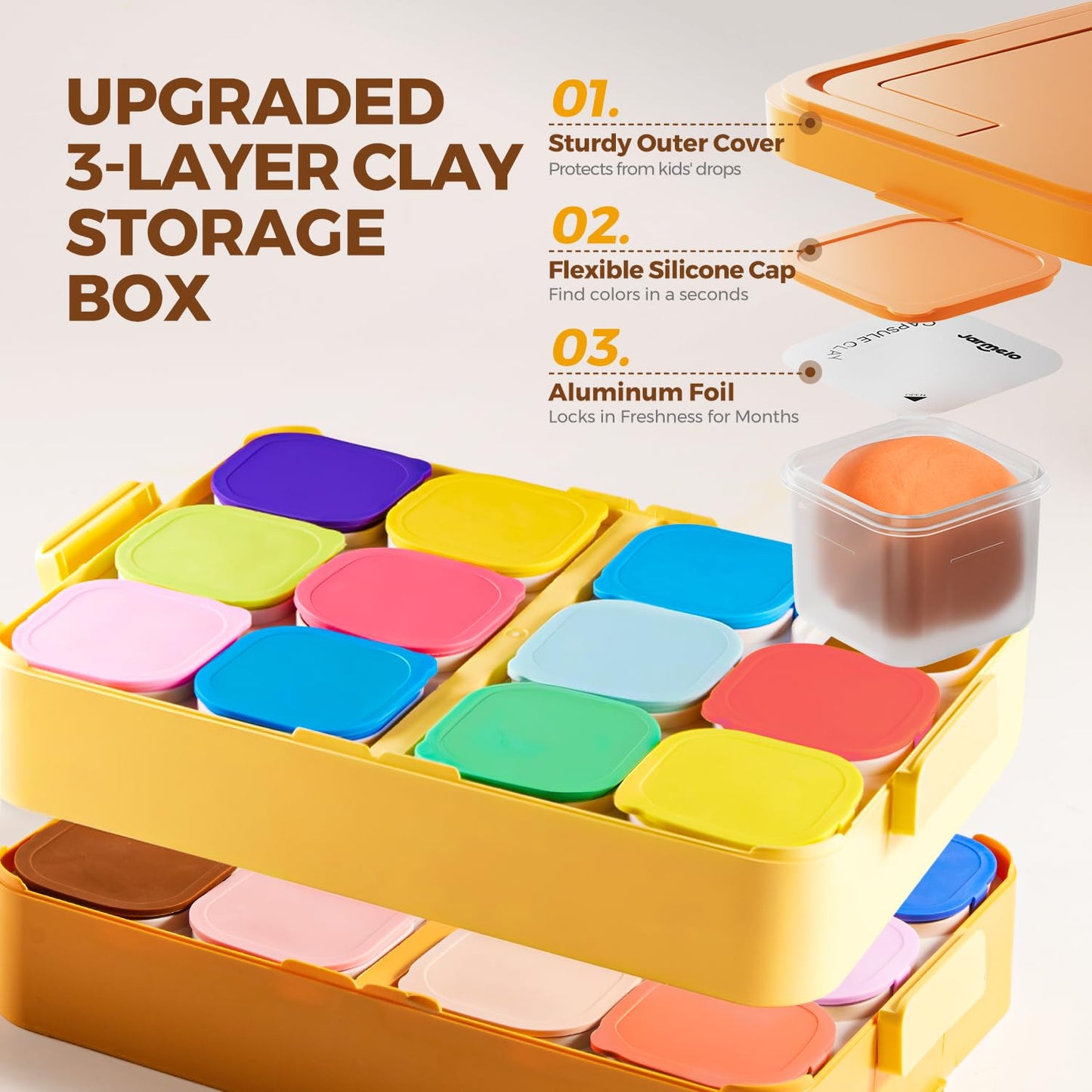 Air Dry Clay for Kids, Modeling Clay Kit with Storage Box & Sculpting Tools, Magic Molding Clay for Boys & Girls Crafts Gift, Age 6-12 Year Olds