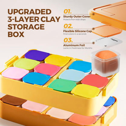 Air Dry Clay for Kids, Modeling Clay Kit with Storage Box & Sculpting Tools, Magic Molding Clay for Boys & Girls Crafts Gift, Age 6-12 Year Olds