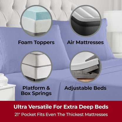 Mellanni Extra Deep Twin Sheets - Hotel Luxury Ultra Soft Cooling Bedding - Wrinkle & Stain Resistant (Royal Blue)