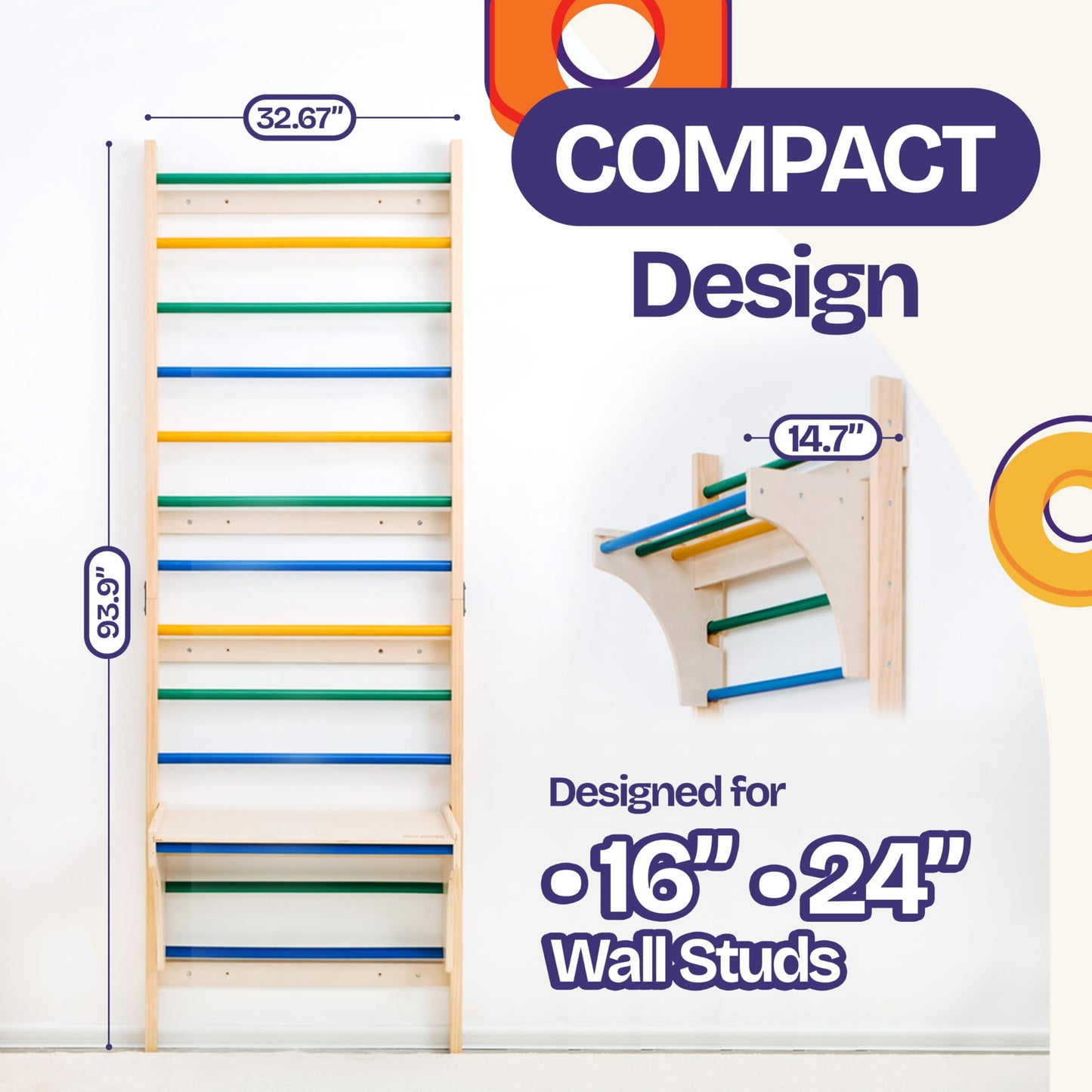 ComfyBumpy Swedish Ladder with Convertible Play Table | Montessori Climbing Set for Kids, Indoor Playground & Jungle Gym - Wall Climbing Toy for Active Play & Table for Focused Play (Set of 1)