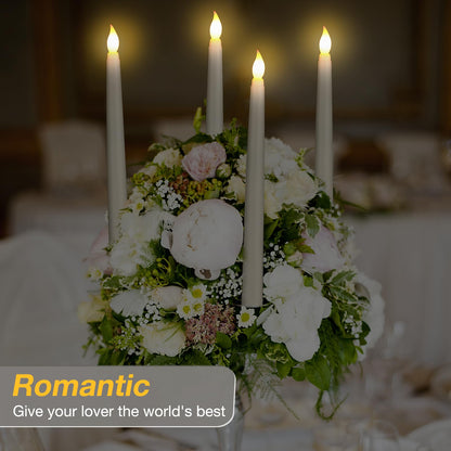 Tuanse 50 Pcs Flameless Taper Candles with Remote Timer and Dimmer Ivory Battery Operated CandleSticks LED Flickering Flameless Candle for Wedding Home Christmas Halloween Party Decor(9.7 Inch)