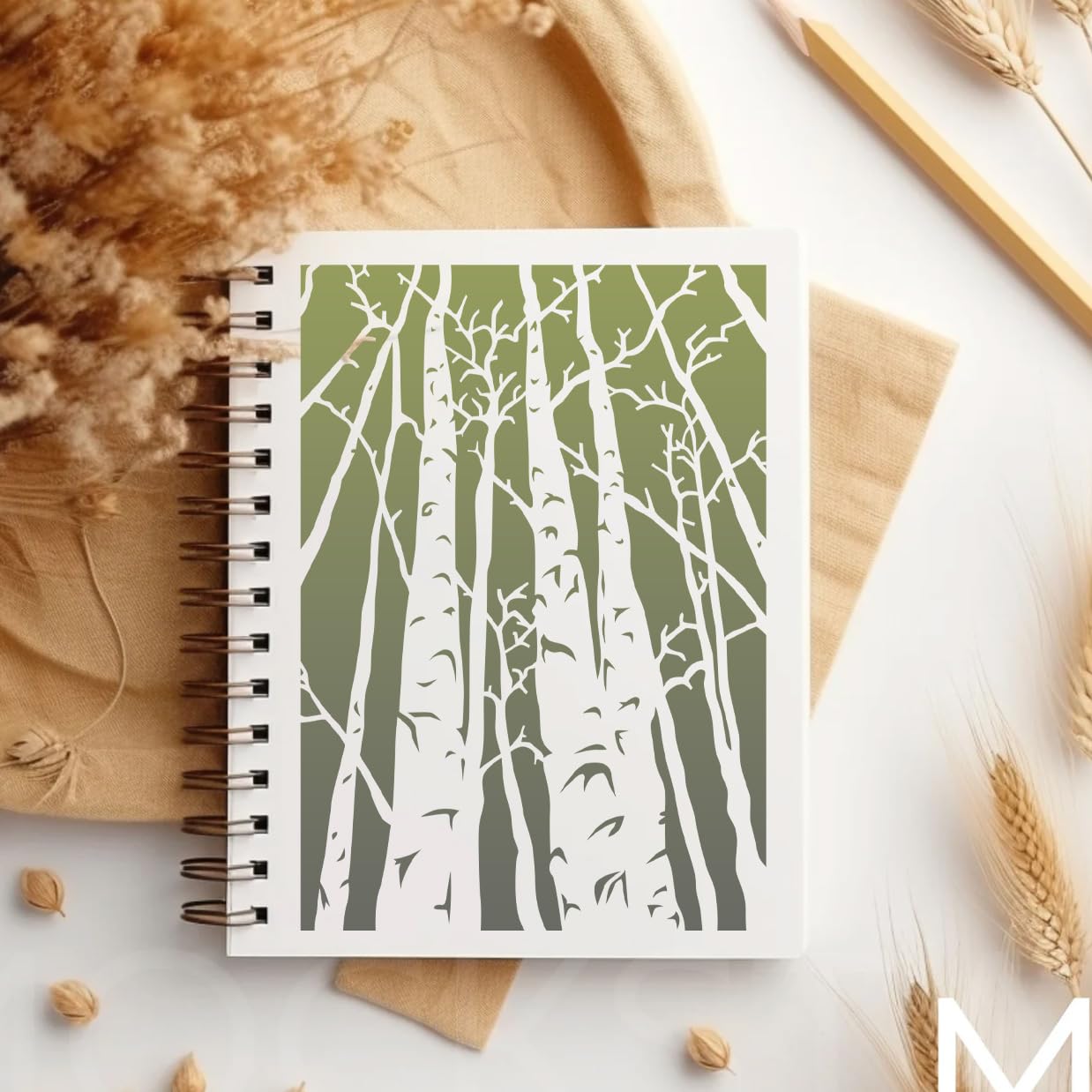 Stencils for Crafts Reusable Texture Stencils Floral Stencil Leaf Tree Templates for Painting on Wood Furniture
