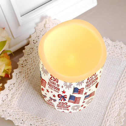 Uorisanigo Patriotic American Flag Electric Flameless Candles Set of 4 Independence Day 250th Anniversary Battery Operated LED Candles 1776-2026 Fake Candles 4th of July Home Decoration