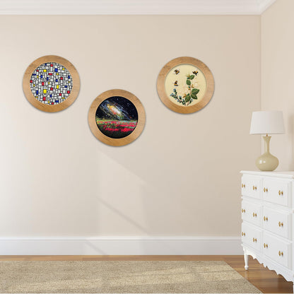 3 Sets Embroidery Display Frame with Bamboo Hoops, 8 Inch Round Wall Mounted Embroidery Hoop Frame for Finished Cross Stitch, Needlework, DIY Art Craft Sewing Decoration