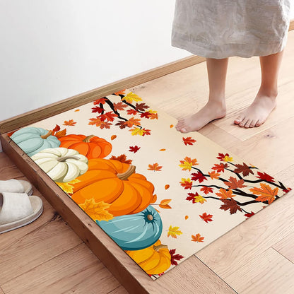 Fall Doormat Harvest Pumpkin Door Mat 18x30, Non-Slip Carpet for Thanksgiving Farm Autumn Decor