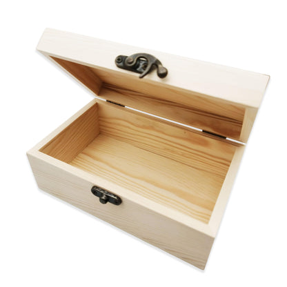 Unpainted Pine Wood Plain Box (1 piece): Small DIY Handcraft Storage Box (with hinged lid, 6.69×3.94×2.76inch)