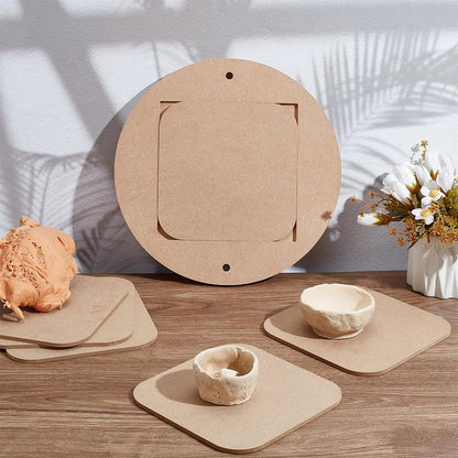 PH PandaHall Pottery Bats System Kit, Inner Bat for Pottery Wheel 12" Round Portable Clay Wedging Board with 6pcs Square Pads Clay Throwing Bats for Artists Studio & Home Pottery Projects